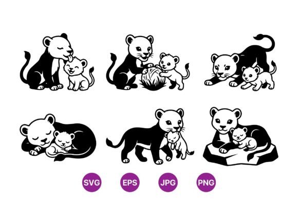 Cute Panther Mom and Baby Clipart Review