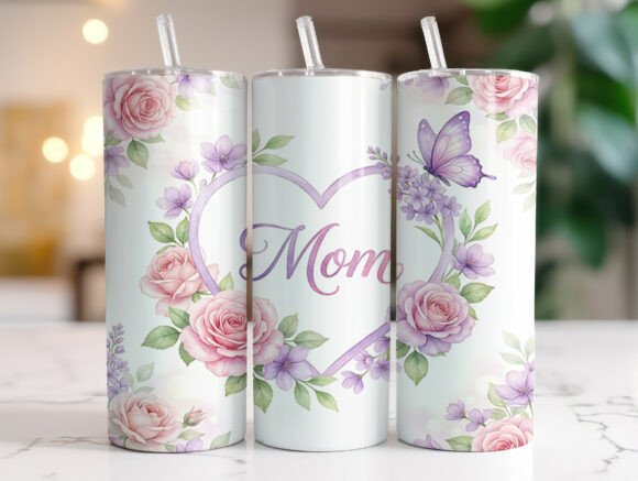 Mothers Day Heart Floral Mom Tumbler PNG Review