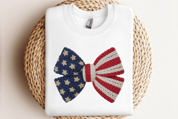 Yarn Patriotic American Flag Bow PNG Review